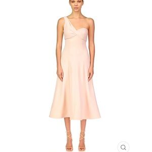 THEIA Ariana One-Shoulder A-Line Midi Dress
